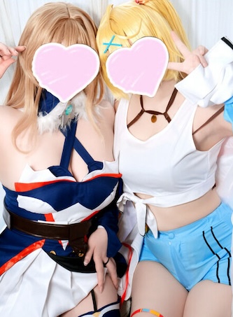 [fantia][ぶんコス (ぶんちゃん)] 【コスプレ3P動画💙💛】「どっちがいい女か決めてよね♡」えっちの気持ちよさでいい女バトル♡立ちバックでハメ比べ中出しえっち♡
